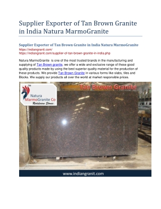 Supplier Exporter of Tan Brown Granite in India Natura MarmoGranite