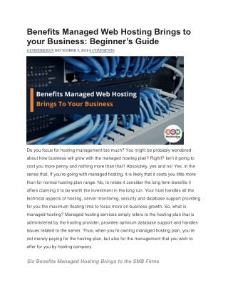 Benefits Managed Web Hosting Brings to your Business: Beginner’s Guide