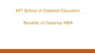 Benefits of Distance MBA - MIT School of Distance Education