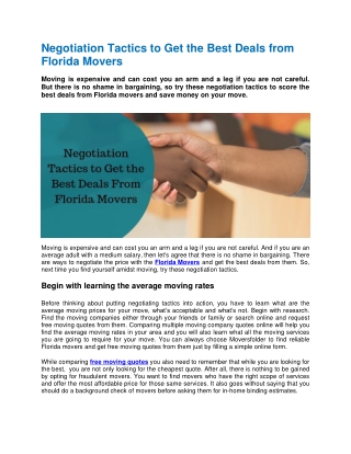 Negotiation Tactics to Get the Best Deals from Florida Movers