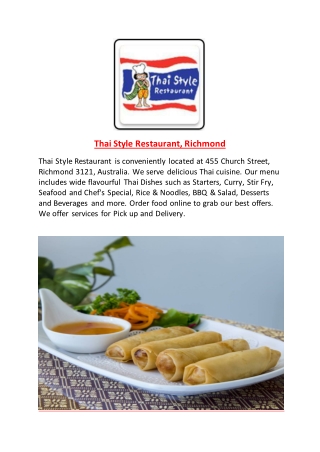 15% Off - Thai Style Restaurant-Richmond