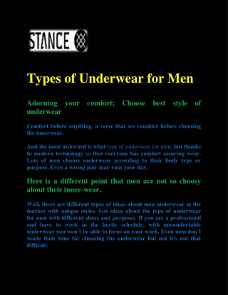 Types of Underwear For Men