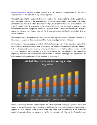 Global Biostimulants market 
