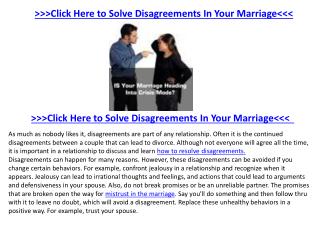 How Solving Your Disagreements Can Save Your Marriage