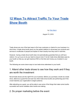 12 Ways To Attract Traffic To Your Trade Show Booth