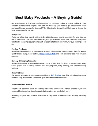 Best Baby Products - A Buying Guide!