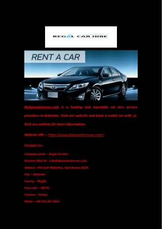 Dalaman Airport Car Rental - Dalamanhirecars.com