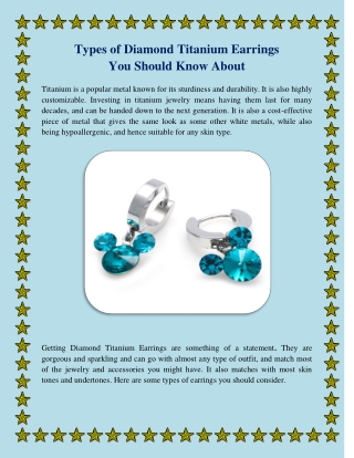 Types of Diamond Titanium Earrings You Should Know About