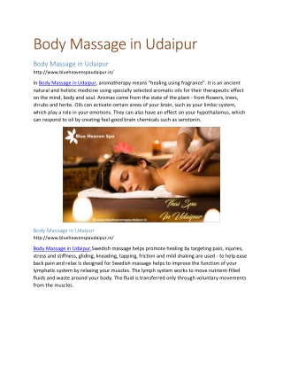 Body Massage in Udaipur