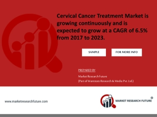 Cervical Cancer Treatment Market is growing continuously and is expected to grow at a CAGR of 6.5% from 2017 to 2023.