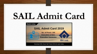 SAIL Admit Card 2019 | Get SAIL Executive & Non-Executive Hall Ticket