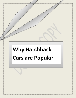 Why Hatchback Cars are Popular