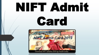 NIFT Admit Card 2019 For Assistant Professor Exam | NIFT Exam Date