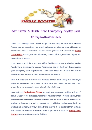 Payday Loans Oshawa- PaydayRooster