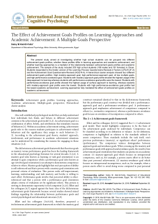 The Effect of Achievement Goals Profiles on Learning Approaches and Academic Achievement: A Multiple-Goals Perspective