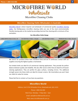 Microfibre Cleaning Cloths Wholesalers in Australia