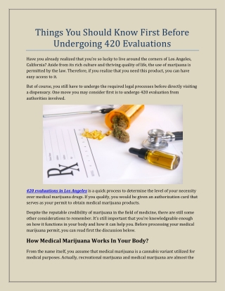 Things You Should Know First Before Undergoing 420 Evaluations