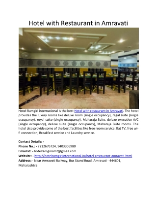 Hotel with Restaurant in Amravati