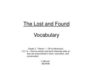 The Lost and Found Vocabulary