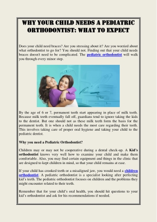 Why Your Child Needs A Pediatric Orthodontist what to expect