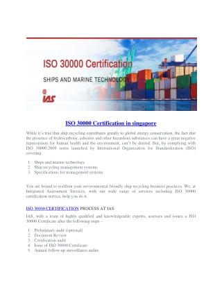 ISO 30000 Certification Provider in Singapore