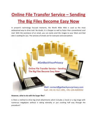 Online File Transfer Service – Sending The Big Files Become Easy Now