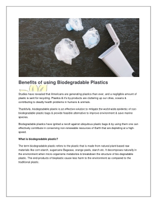 Benefits of using Biodegradable Plastics