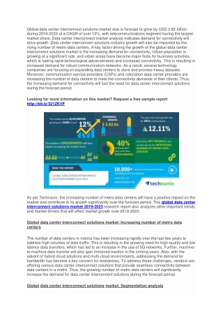 Data Center Interconnect Solutions Market 2019: Global Industry Analysis, Size, Recent Trends, Development Status, Oppor