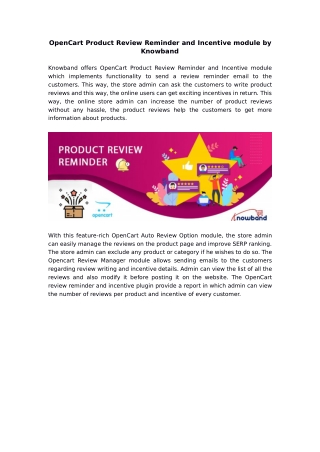 Knowband OpenCart Product Review Reminder and Incentive extension