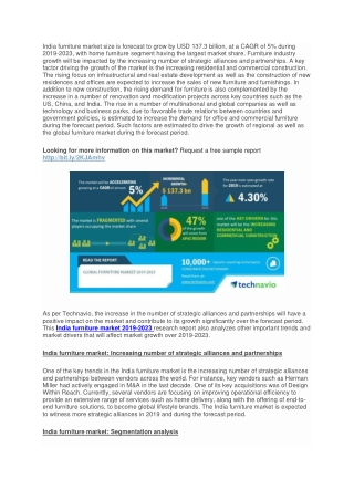 India Furniture Market Size, Growth Demand, business Opportunity & Region Outlook, Recent Trend - Global Forecast 2019 t