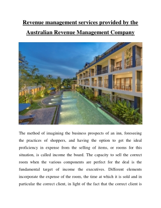 Revenue management services provided by the Australian Revenue Management Company