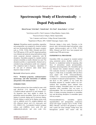 Spectroscopic Study of Electronically - Doped Polyanilines