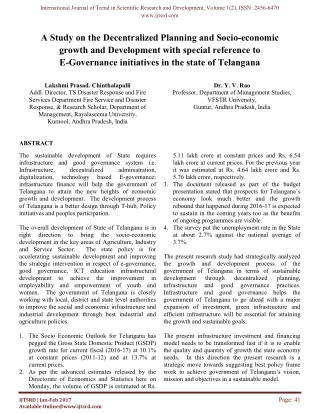 A Study on the Decentralized Planning and Socio-economic growth and Development with special reference to e-Governance i