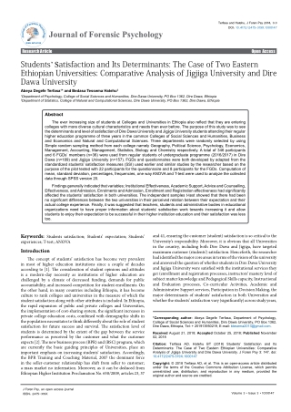 Students’ Satisfaction and Its Determinants: The Case of Two Eastern Ethiopian Universities: Comparative Analysis of Jig