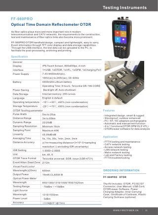 F-980PRO - Optical Time Domain Reﬂectometer OTDR