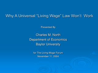 Why A Universal “Living Wage” Law Won’t Work