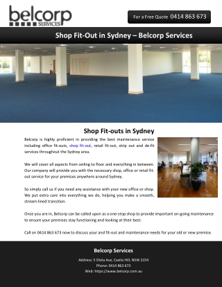 Shop Fit-Out in Sydney – Belcorp Services