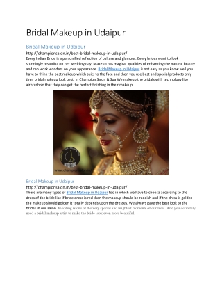 Bridal Makeup in Udaipur