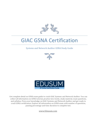 GSNA Systems and Network Auditor Certification guide and Latest Questions Answers