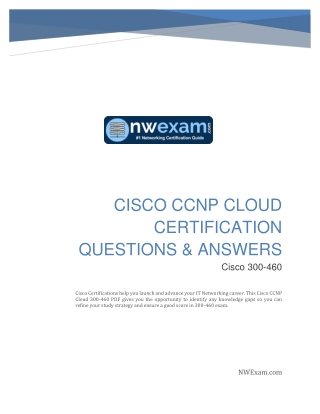 Practice Test- Cisco 300-460 CCNP Cloud (CLDINF) Certification Exam
