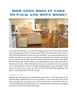 How Long Does It Take to Pack and Move Home?
