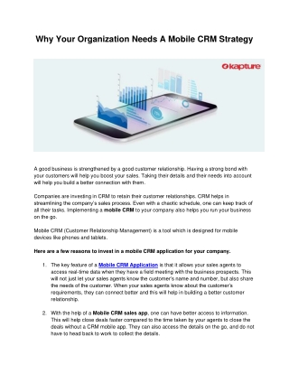 Why Your Organization Needs A Mobile CRM Strategy