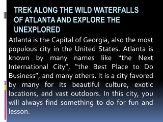 Trek Along the Wild Waterfalls of Atlanta and Explore the Unexplored