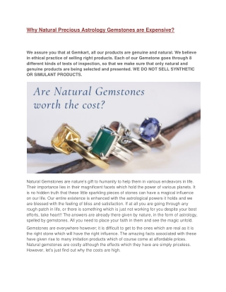 Why Natural Precious Astrology Gemstones are Expensive?