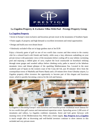 La Zagaleta Property & Exclusive Villas With Pool - Prestige Property Group