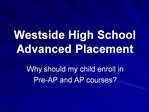Westside High School Advanced Placement