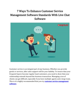 7 Ways To Enhance Customer Service Management Software Standards With Live Chat Software