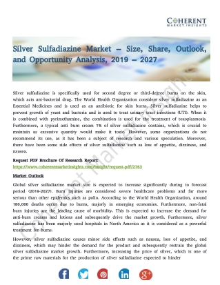 Silver Sulfadiazine Market – Size, Share, Outlook, and Opportunity Analysis, 2019 – 2027