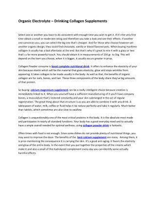 Organic Electrolyte – Drinking Collagen Supplements