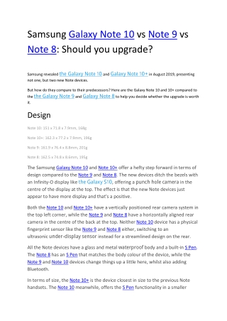 Samsung Galaxy Note 10 vs Note 9 vs Note 8: Should you upgrade?